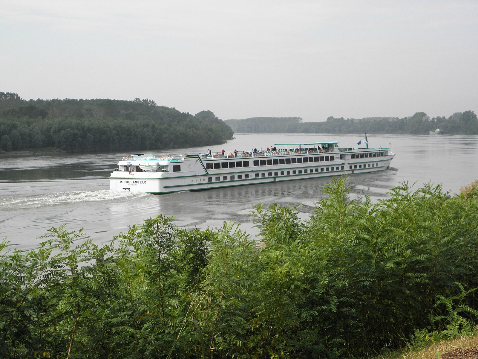 River cruise ship on the Po River in Europe